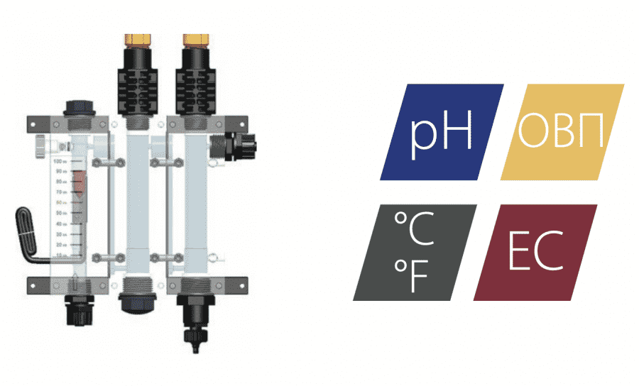 Ячейка на 3 датчика расход-pH-Redox